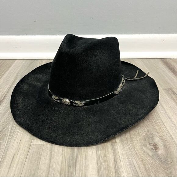 Bailey Cowboy Hat Men’s 7⅜ Tucson Black Wool Blend Satin Lined Belted - Picture 1 of 8
